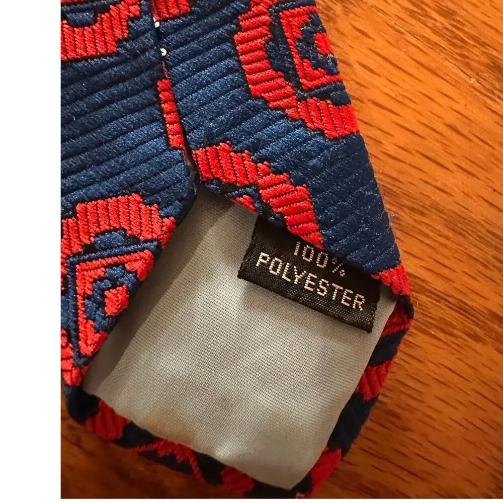 Vintage Polyester Red and Blue Tie Wright's Carolina's Leading Clothiers